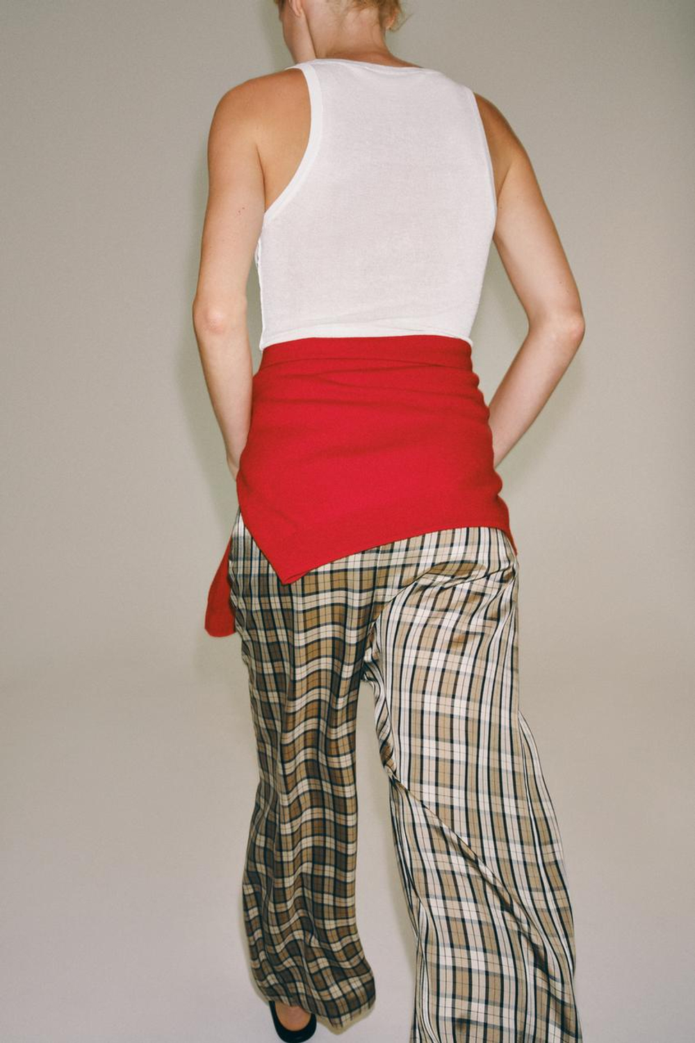 ZARA БРЮКИ В КЛЕТКУ — ZW COLLECTION, БЕЖЕВЫЙ/НЕЖНО-КОРИЧНЕВЫЙ