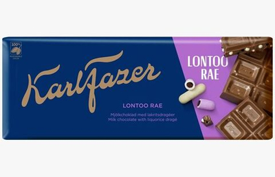 Шоколад молочный Karl Fazer Lontoo rae (с лакрицей) 200 г (из Финляндии)