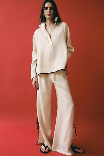 БРЮКИ ИЗ 100% ЛЬНА С ОКАНТОВКОЙ — ZW COLLECTION — ZARA