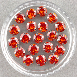 Фианиты шатоны в оправах, цвет оранжевый/платина