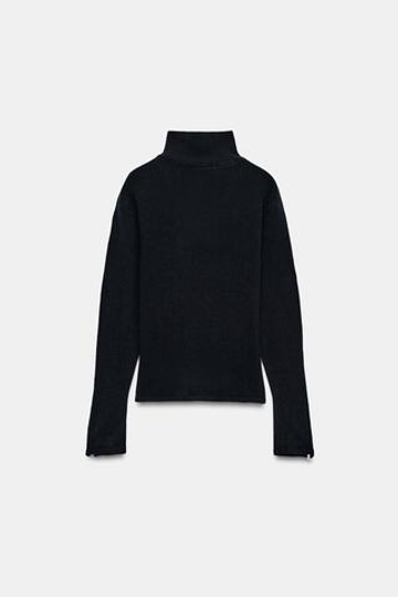 ZARA СВИТЕР ИЗ 100% ШЕРСТИ НА МОЛНИЯХ, МОРСКОЙ СИНИЙ