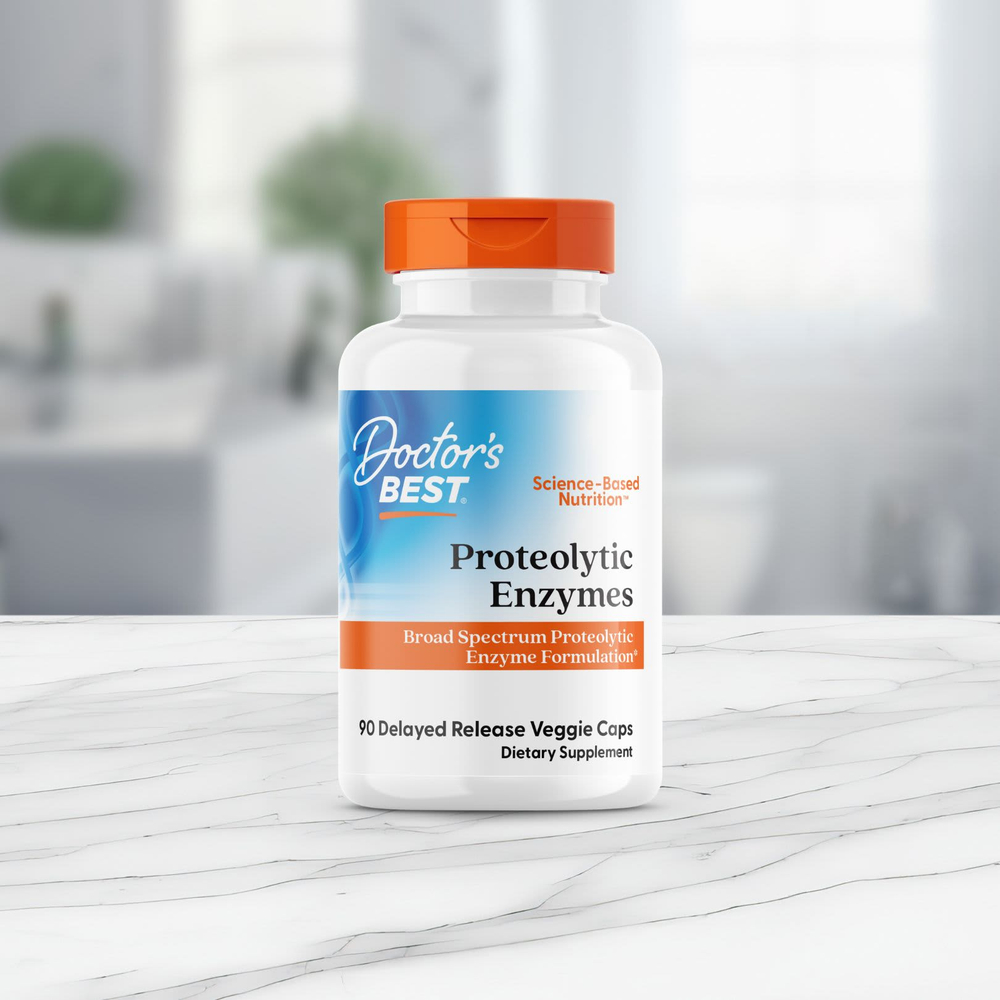 Doctor's Best, протеолитические ферменты, 90 растительных капсул с отсроченным высвобождением