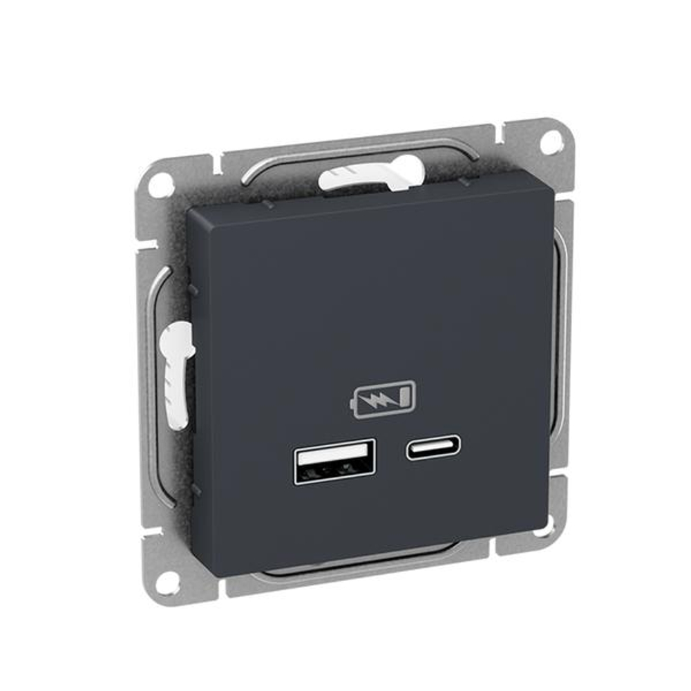 Механизм розетки USB-A+С, графит Эпика EKF