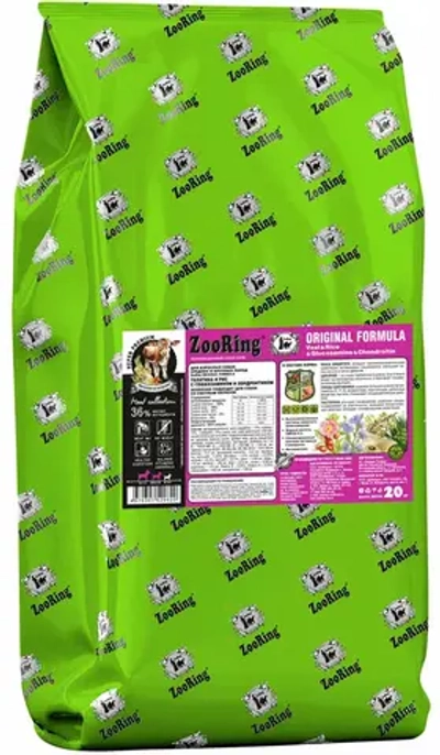 ZooRing Adult Dog (Зооринг) телятина и рис с хрондопротекторами 20кг
