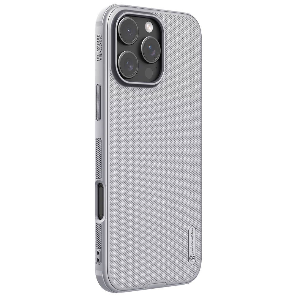 Усиленный двухкомпонентный чехол серого цвета (Titanium Gray) от Nillkin для iPhone 16 Pro Max, серия Super Frosted Shield Pro