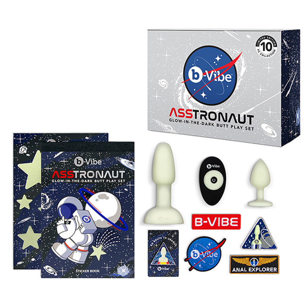 Анальный набор светящийся в темноте b-Vibe Asstronaut Glow in the Dark Set BV-046
