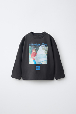 ZARA ФУТБОЛКА E.T. THE EXTRA-TERRESTRIAL, АНТРАЦИТОВО-СЕРЫЙ