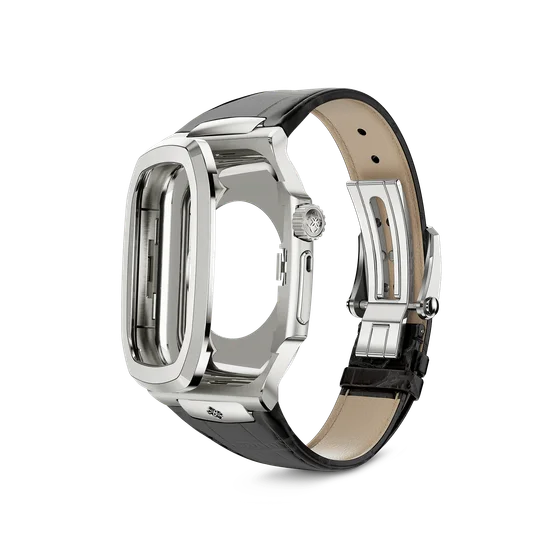 Корпус для Apple Watch ROL45 - Серебристый/Натуральная кожа