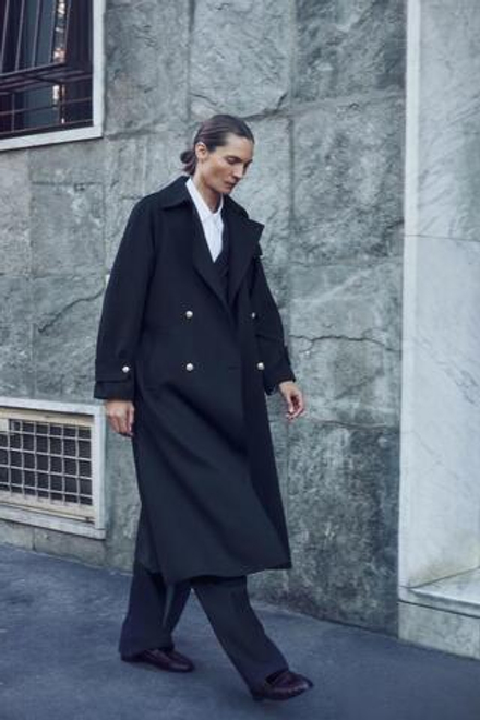 ZARA ДЛИННЫЙ ТРЕНЧ — ZW COLLECTION, МОРСКОЙ ТЕМНО-СИНИЙ