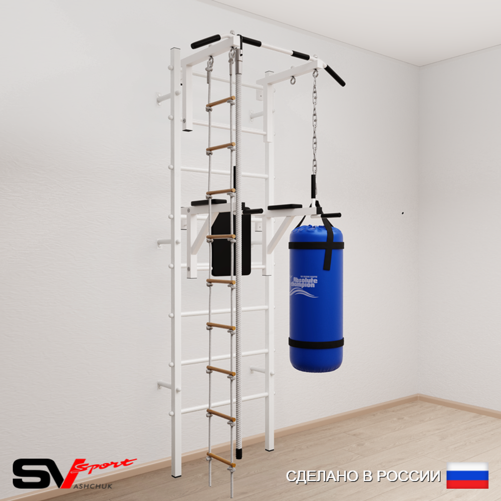 Шведская стенка Sv Sport 5753 (Турник стандарт/Брусья/Канат/Лестница/Цепь/Мешок 30кг)