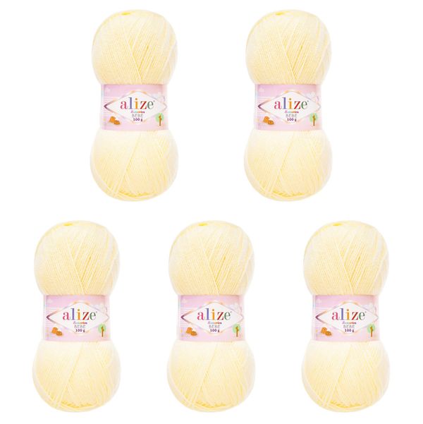 Пряжа Alize (Ализе) Sekerim Bebe / уп.5 мот. по 100 г, 320м, 1 кремовый