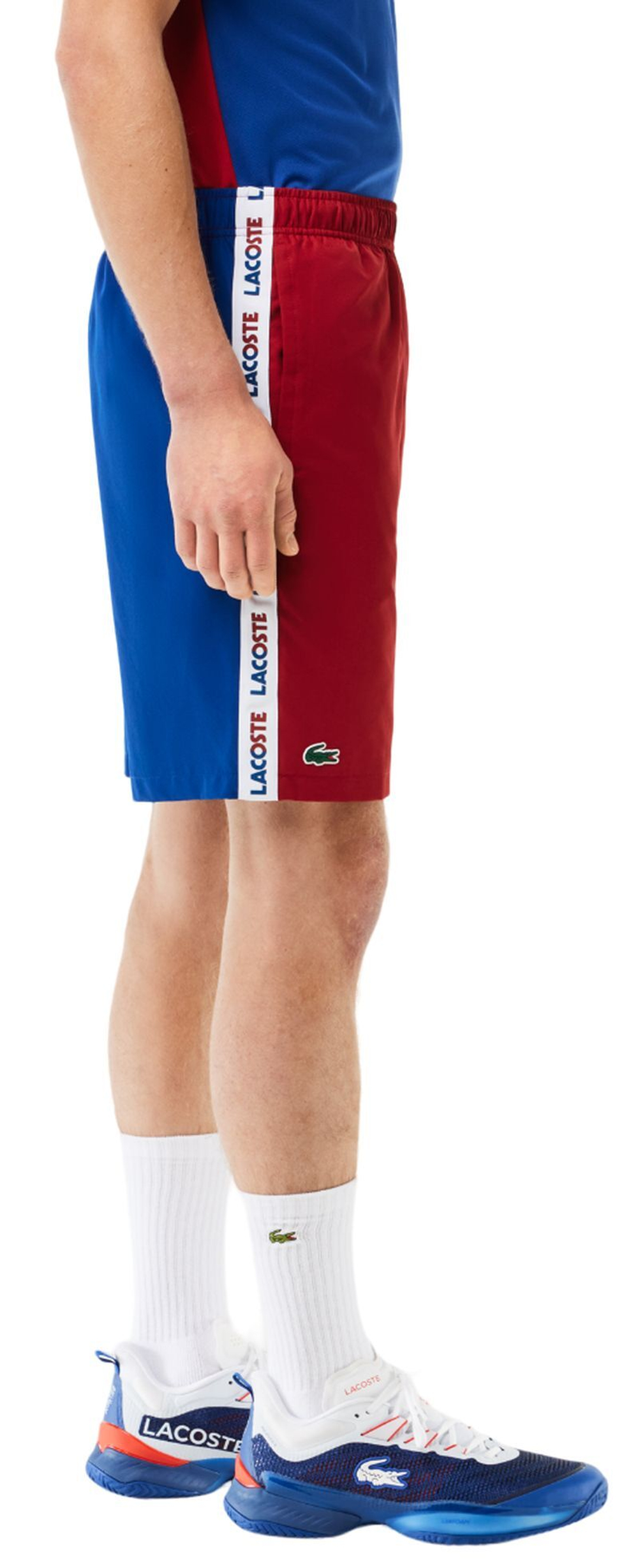 Мужские теннисные шорты Lacoste Sportsuit Logo Stripe Tennis Shorts - красный