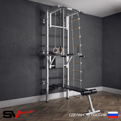 Шведская стенка Sv Sport (Турник стандарт/Брусья/Скамья/Канат/Кольца/Лестница)