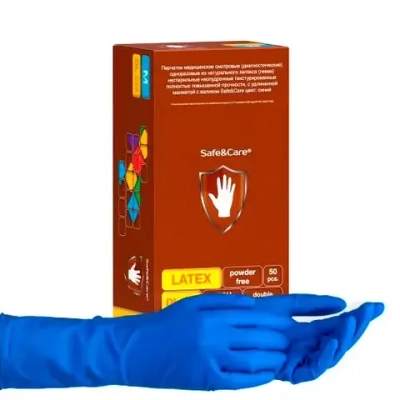 Перчатки Safe&Care-HIGH RISK DL 214 повышенной прочности размер S латексные смотровые нестерильные неопудренные 25 пар