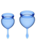Набор менструальных чаш с хвостиком-капелькой Feel Good Menstrual Cup Dark Blue (Цвет: синий)