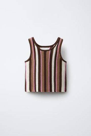 ZARA ТОП В ПОЛОСКУ, ОТТЕНКИ КОРИЧНЕВОГО