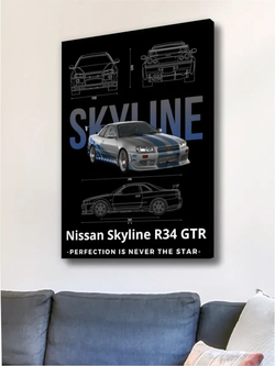 Картина Nissan Skyline R34 для интерьера 30х40см 1шт., на деревянном подрамнике
