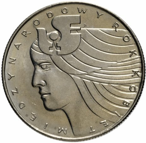 20 злотых  1975 год. Польша. Международный год женщины. UNC