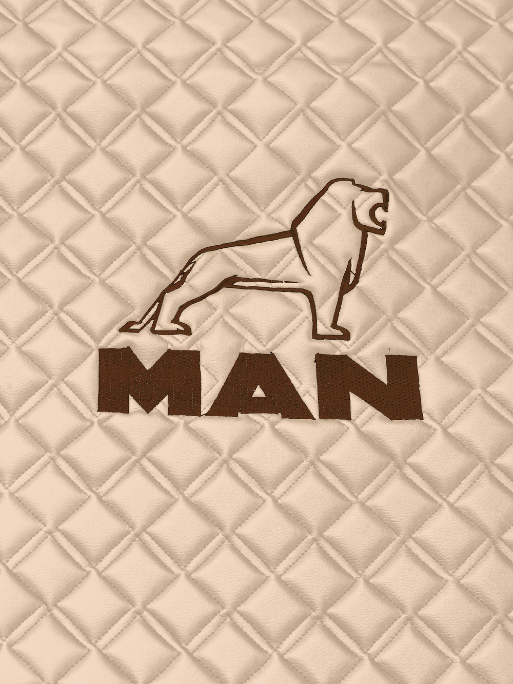 Ковры MAN TGX с 1-м ящиком (механика) (экокожа, бежевый, бежевый кант, коричневая вышивка)