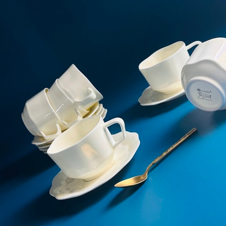 Lenardi 555-124 Чайный набор 12пр. 260мл ЭКРЮ в под.уп.(х6)Костяной фарфор