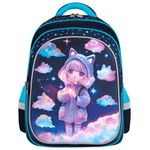 Рюкзак BRAUBERG KIDS FLOSSY, 2 отделения, 3 кармана, "Sky girl", 3D-панель, 40х28х18 см, 273179