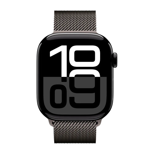Умные часы Apple Watch Series 10 GPS, 42mm, Jet Black Aluminium Case with Milanese Loop, Slate