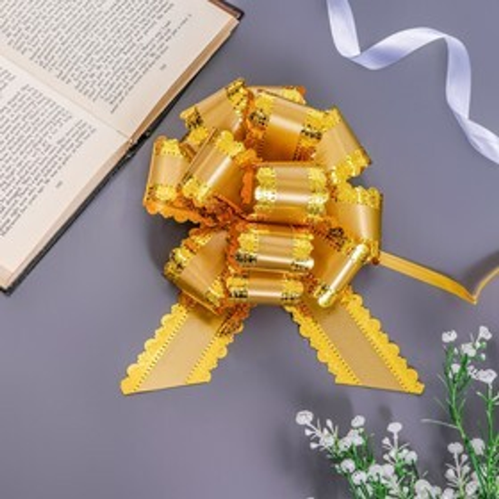 Бант-шар большой №5 золотой с узорами