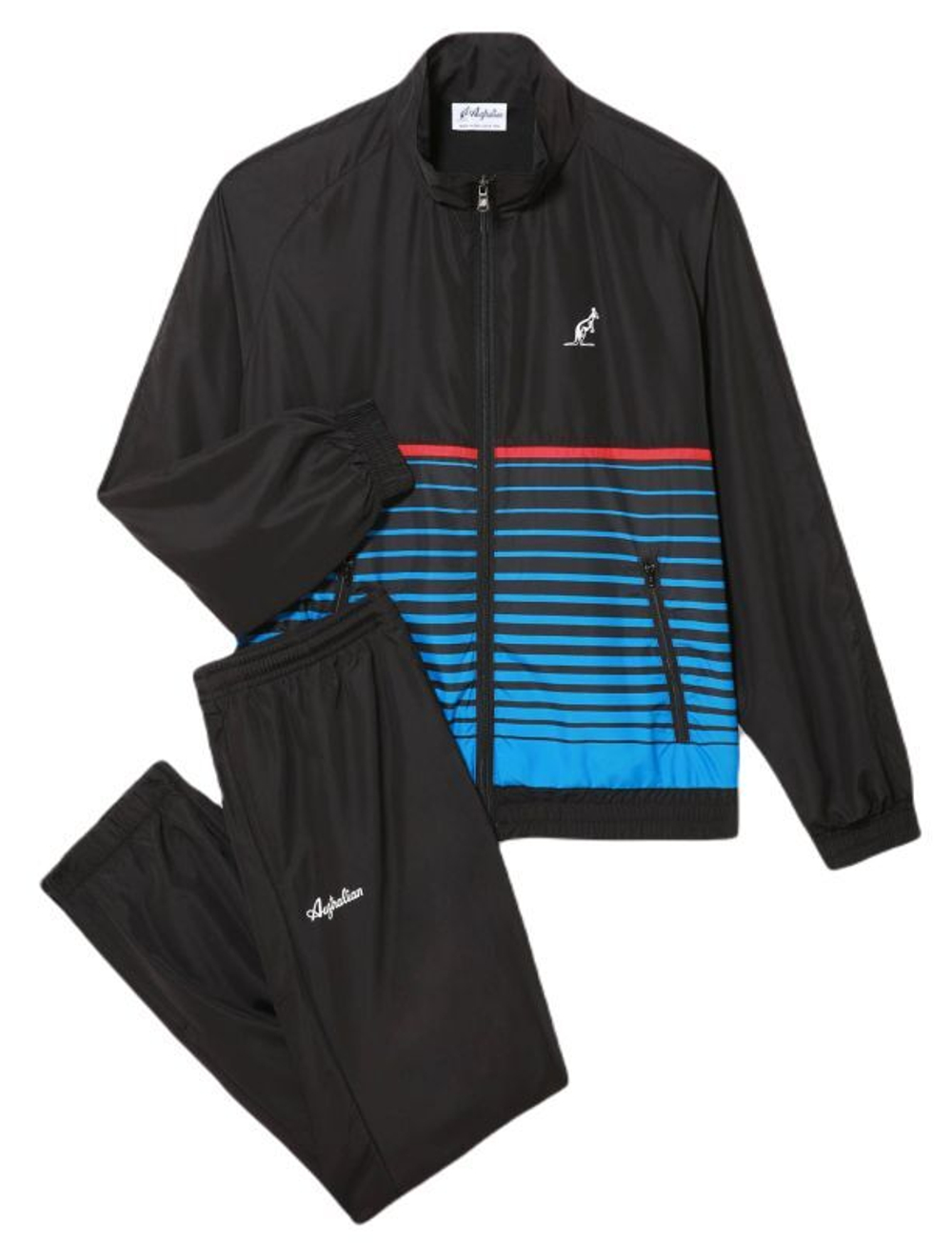 Мужской теннисный костюм Australian Smash Tracksuit With Lines - black