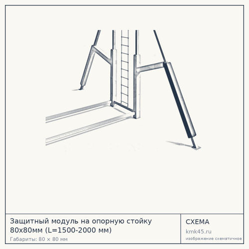 Защитный модуль на опорную стойку 80х80мм (L=1500-2000 мм)