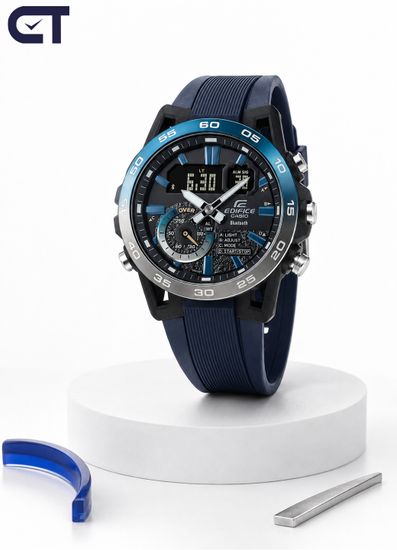 CASIO ECB-40NP-1ADF мужские часы — EDIFICE Nighttime Drive с сине-серебристым безелем