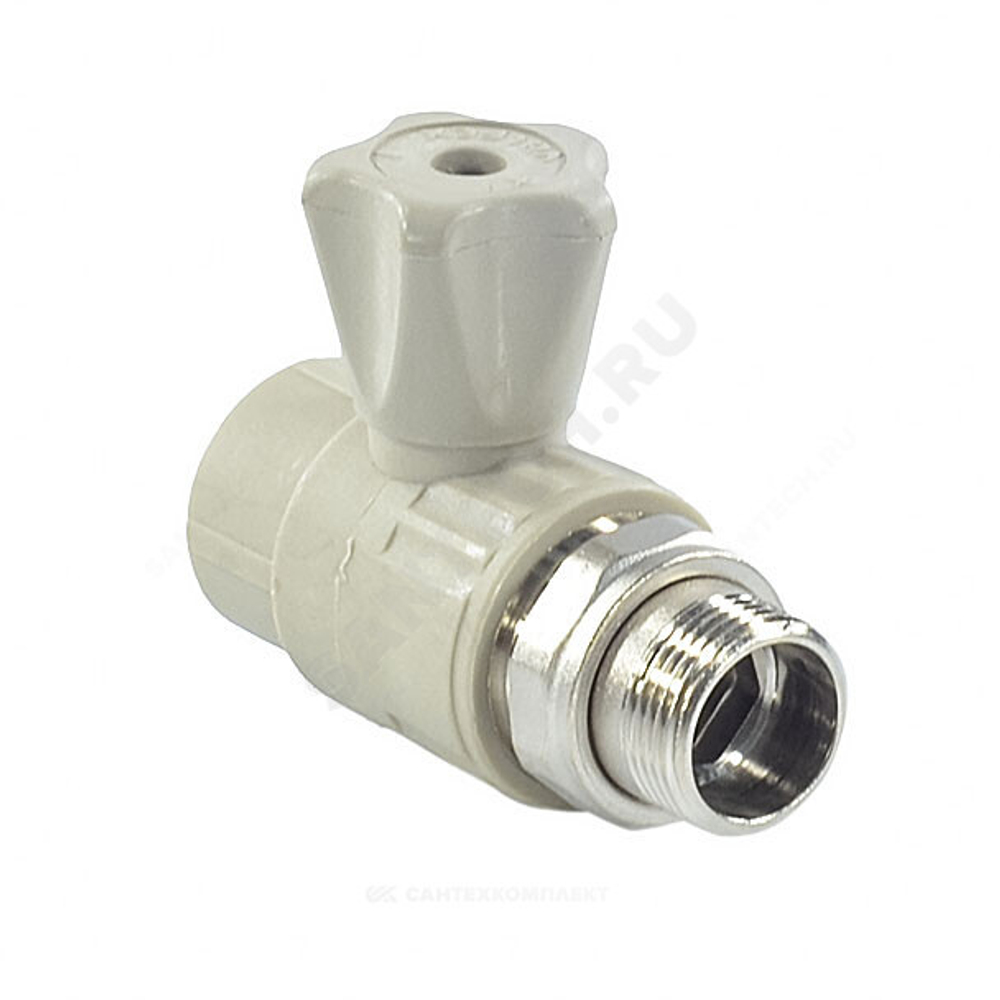 Кран шаровой PP-R серый Дн 20х1/2" НР прямой для радиатора VALFEX 10149020Г