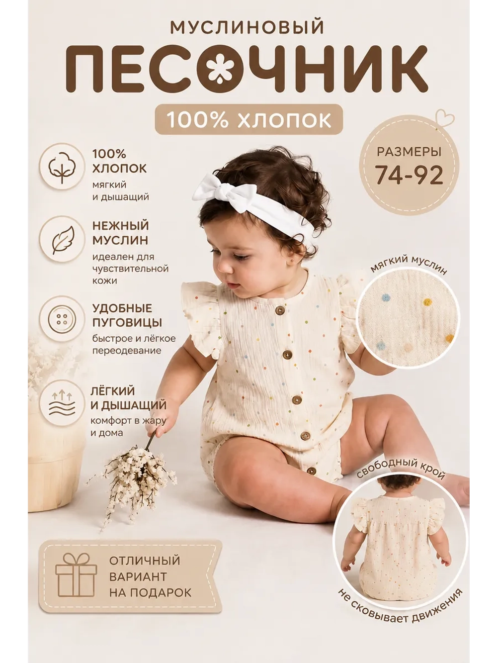 Песочник муслиновый для малышей