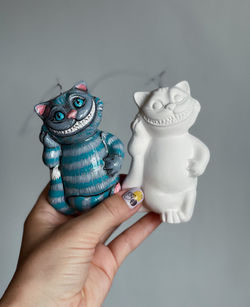Елочная игрушка "Чеширский Кот", из фарфора, для росписи, 11см