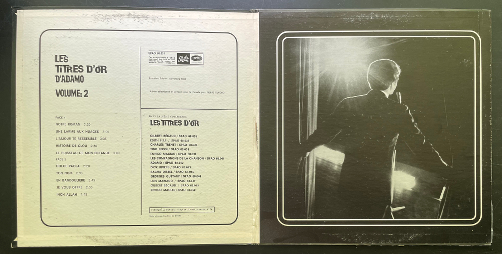 Adamo ‎– Les Titres D'Or Volume: 2 (Канада 1969г.)