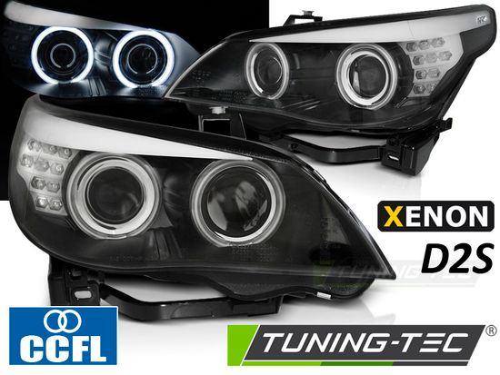 Передние фары CCFL ANGEL EYES BLACK LED INDICATOR для BMW E60/E61 03-04