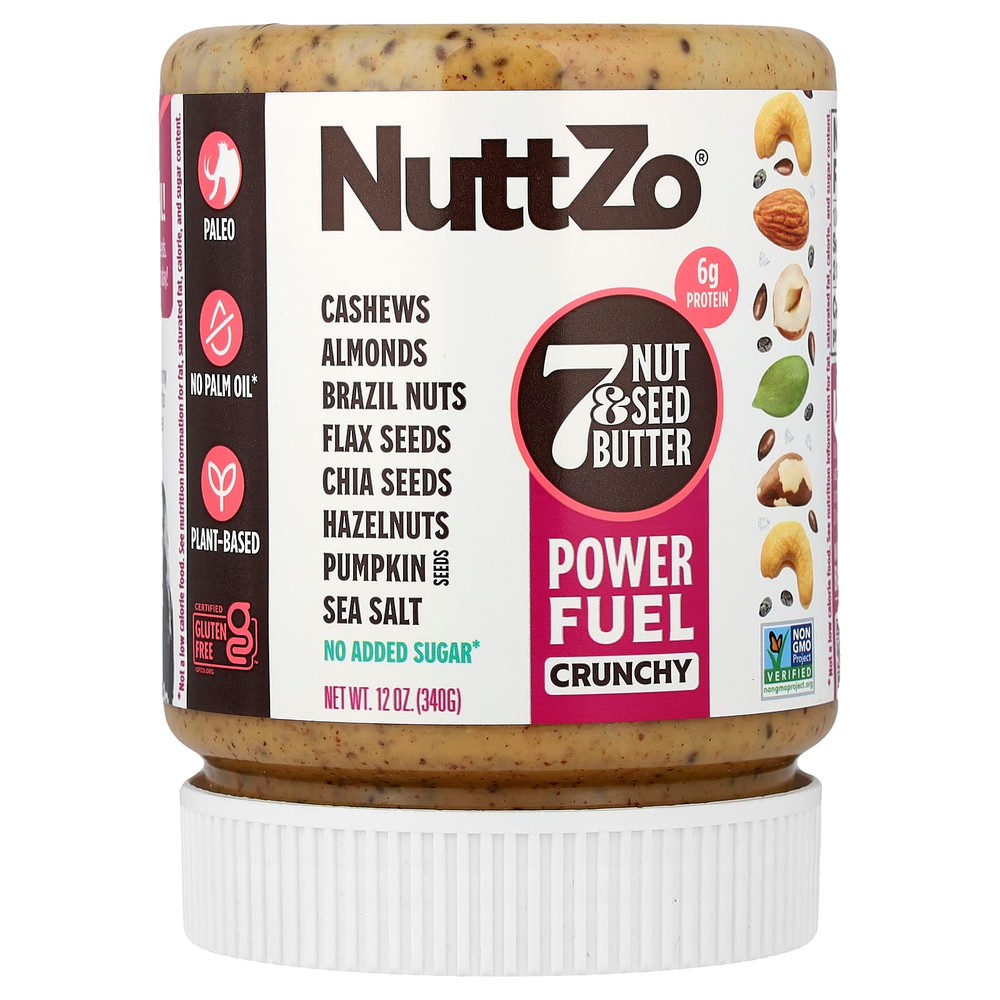 Nuttzo, Paleo Power Fuel, хрустящее масло из 7 орехов и семян, 340 г (12 унций)