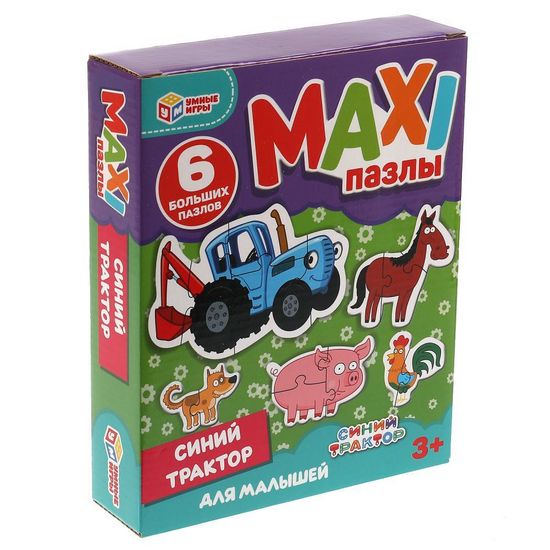 Макси-пазлы для малышей. Синий трактор. Коробка 150*180*40. 6 пазлов. Умные игры