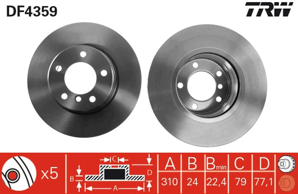 TRW - DF4359-TRW - Brake Disc