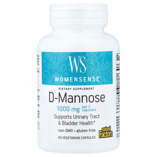 Natural Factors, Womensense®, D-манноза, 60 вегетарианских капсул (500 мг в 1 капсуле)