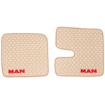 Ковры MAN TGX с 2-мя ящиками (механика), (экокожа, бежевый, бежевый кант, красная вышивка)