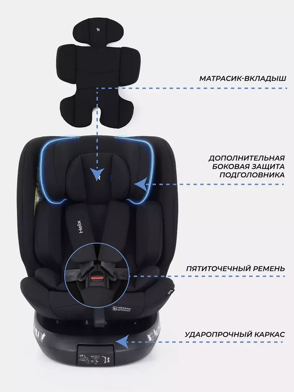Автокресло RANT AY819 "HELIX" isofix Black (40-150см)