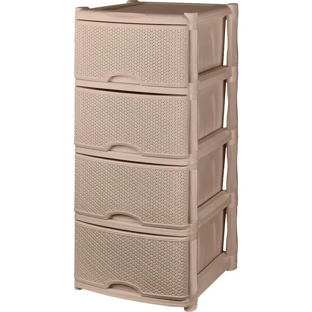 Комод Keeplex Rattan четырехсекционный 48х94,5см морской песок