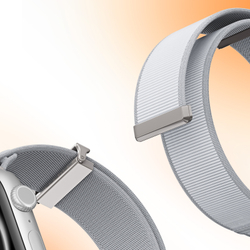 Ремешок светло-серого цвета с магнитной фиксацией для смарт часов Apple Watch размером 42, 44, 45, 46, 49MM, серия Strap (YM Series) от Dux Ducis