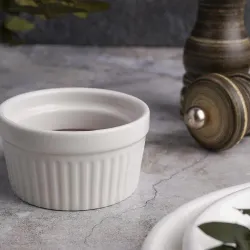 Соусник 110 мл d 7,6 см h4,2 см круглый Рамекин рельефный белый фарфор P.L. Proff Cuisine [6]