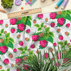 Ткань шифон насыщенная малина на бежевом фоне