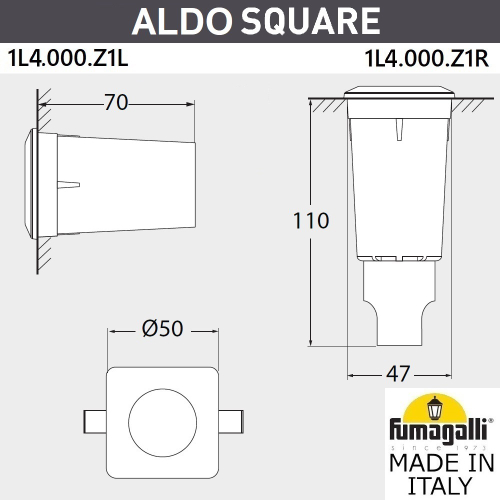 Тротуарный светильник Fumagalli ALDO 1L4.000.000.AXZ1L
