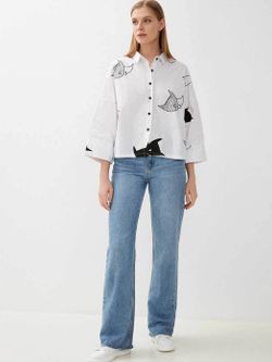 Рубашка  оверсайз  короткая (ONE SIZE / белый / 46-52 / 46-52)