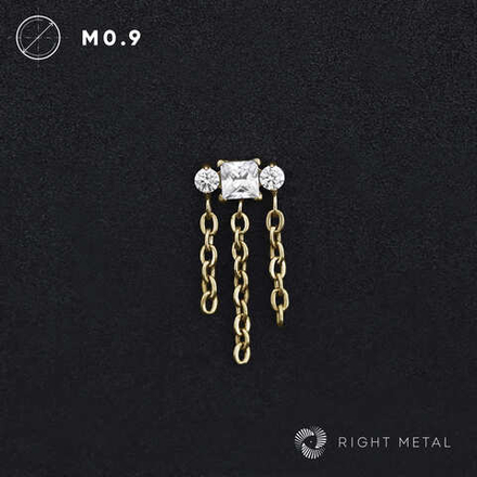 Pendant Square Chain Crystal PVD Yellow