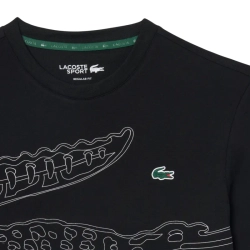 Мужская теннисная футболка Lacoste Ultra Dry Crocodile Print Sport - black/white