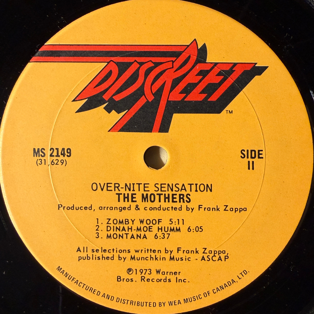 The Mothers ‎– Over-nite Sensation (Канада 1973г.)
